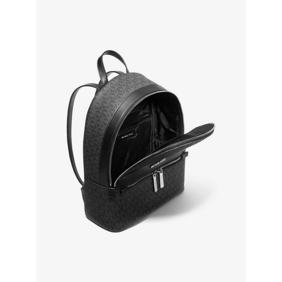 Michael Kors Kenly Medium Black MK Signature Backpack, Travel BAG